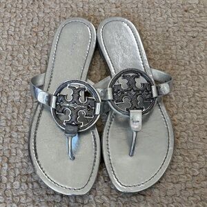 Tory Burch Metallic Silver Miller Sandals